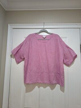Pure Jill Linen Blend Pintuck Pink Blouse Size XL.